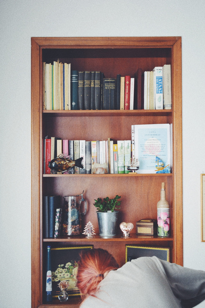 home, woman, hairstyle, 5K, human, nature, lifestyles, female, bookcase, library, wood - material, women, people, shelf, furniture, large group of objects