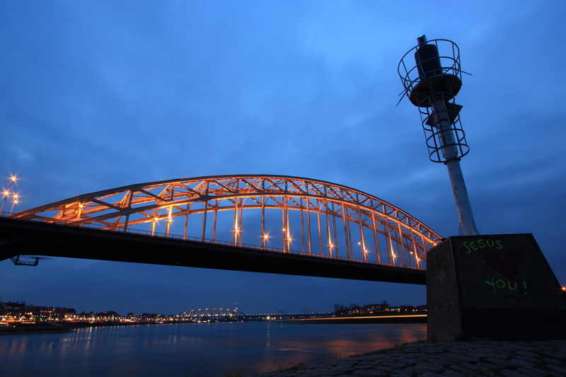 nijmegen, bridge, architecture, blue, illuminated, 4K, city, nature, waalbrug, arts culture and entertainment, netherlands, arch, steel, connection, building exterior