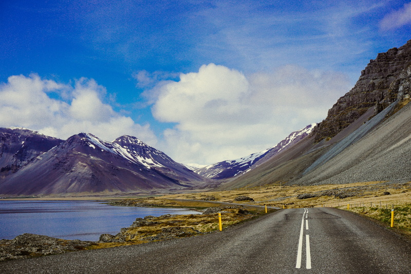 no people, interstate, water, dring, tranquility, body, outdoors, mountain range, diminishing perspective, going, blue, daytime, near, motorway, snowcapped mountain
