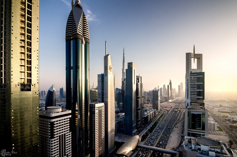 Dubai, the city, The motorway is named after Sheikh Zayed, UAE, 1080P, the evening, home