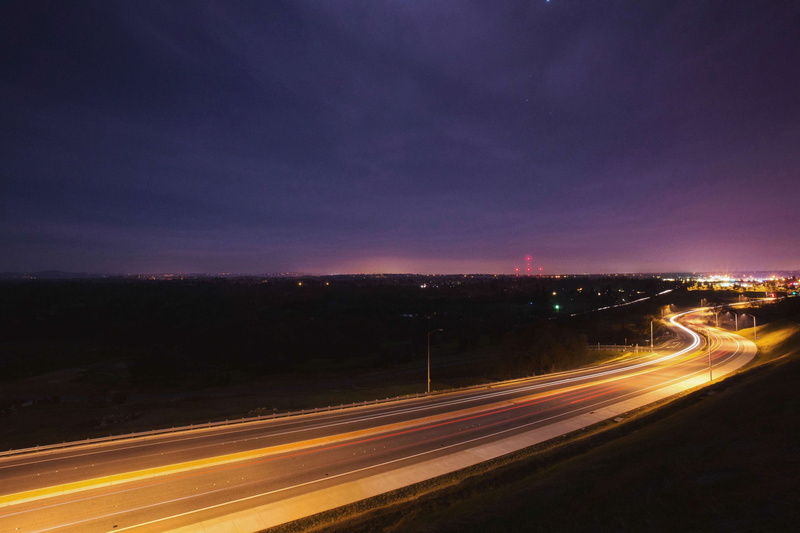 lights, tail light, no people, motion, mode of transportation, sky, road, light trail, speed, highway, autobahn, night, traffic, outdoors, street, long exposure