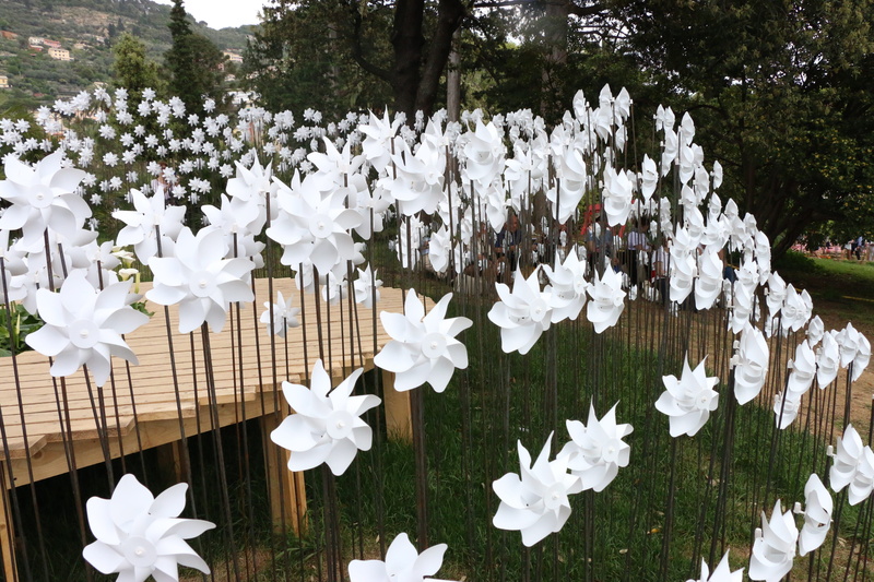 installation, park - man made space, sea, marina, plant, relaxation, wind, freshness, sky, tree, white, flower, fence, summer, beauty in nature, hills