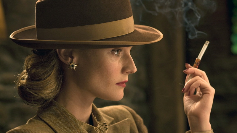 profile, smoking, hat, face, cigarettes, side view, 1080P, actress, women, movies, Diane Kruger, blue eyes