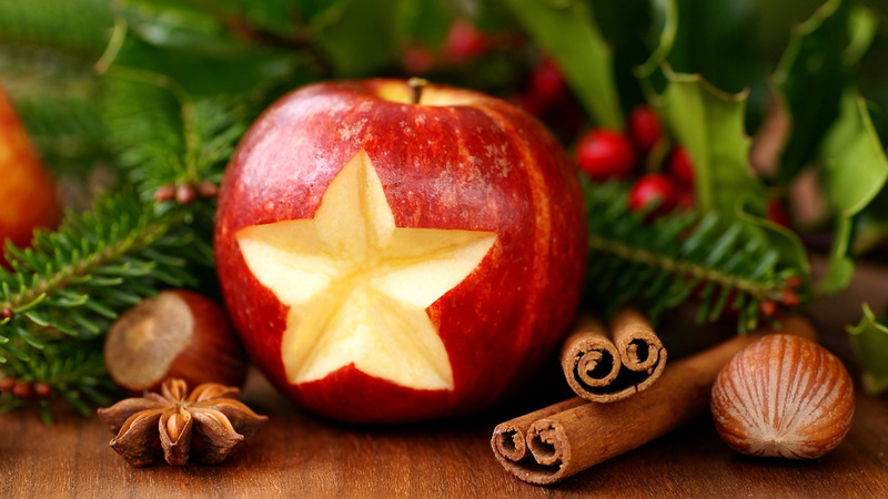 christmas decoration, brown, food, ingredient, red, celebration, tree, star shape, two, fruit, christmas, indoors, table, organic, decoration, gourmet