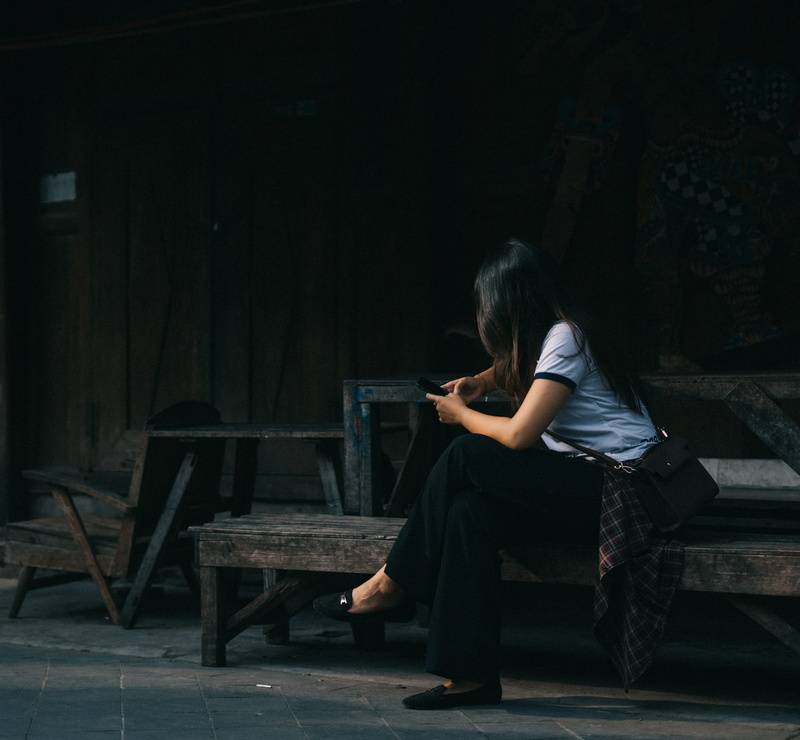 bench, young women, wood, full length, wood - material, neck, wooden, one person, girl, women, female, dark, sit, lifestyles, wooden chair, reading, shirt