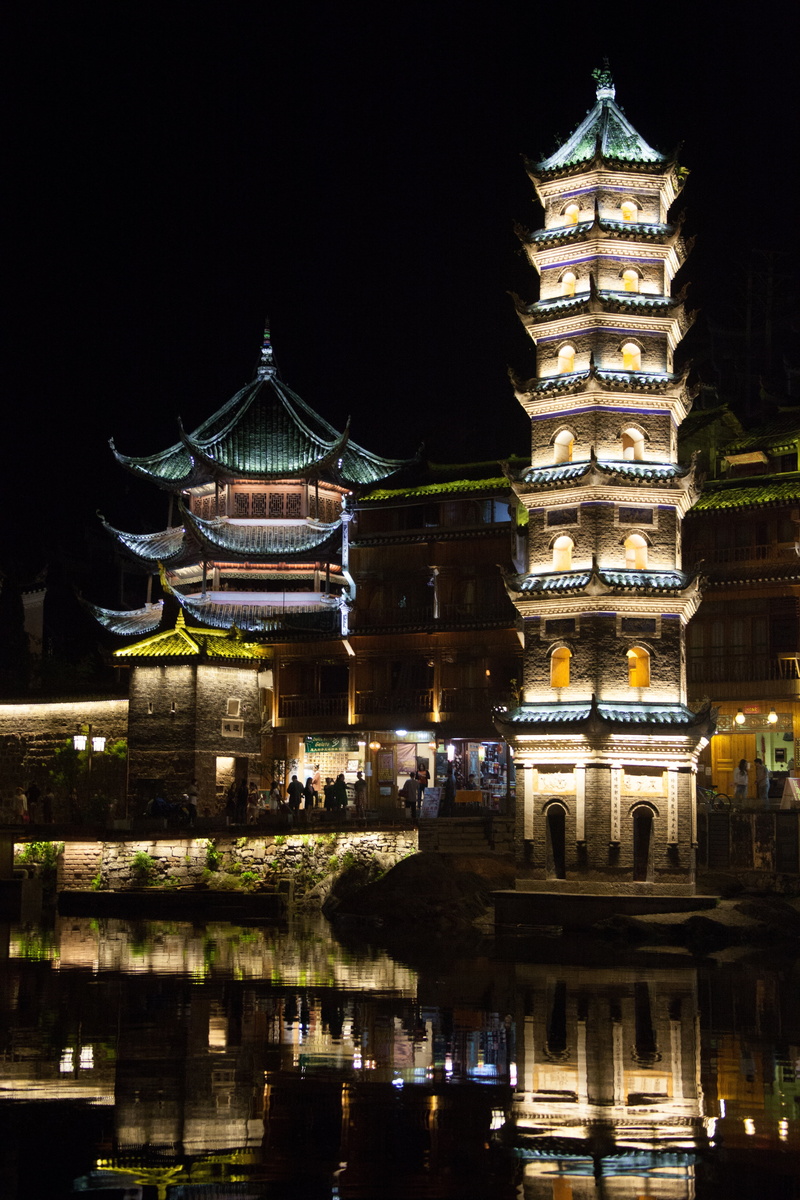 architecture, spirituality, travel destinations, outdoors, pagoda, reflection, old town, travel, tourism, ornate, city, nature, building exterior, china
