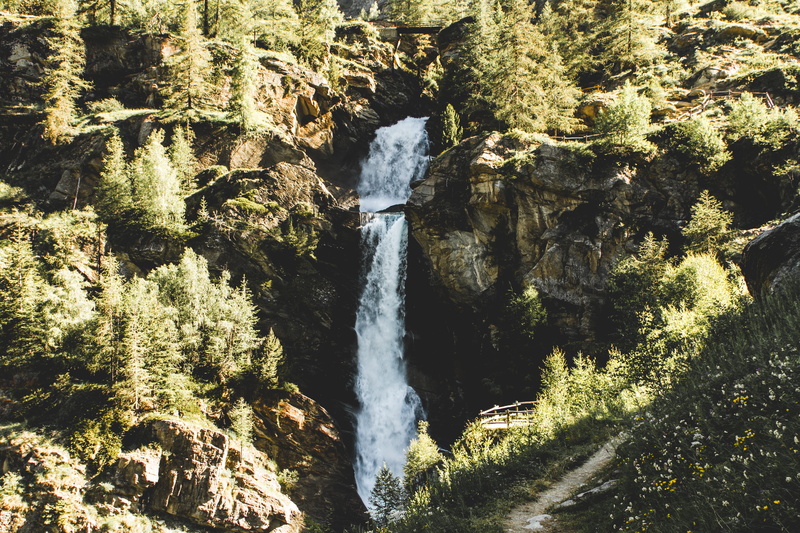 rock, time-lapse, landscape, pathway, long exposure, no people, solid, day, waterfall, outdoors, growth, motion, public domain images, beauty in nature