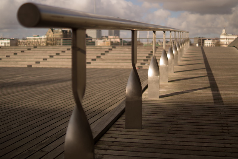 built structure, stainless, railing, bridge, steps, skateboarding, 5K, pier, rail, outdoors, nature, sky, connection, shadow, architecture, steel, sunlight