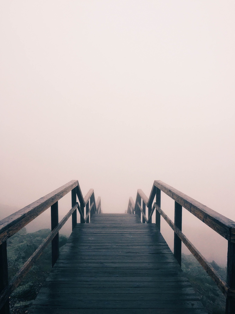 built structure, 2K, copy space, wood paneling, wood - material, pier, foggy, bridge, steps, path, beauty in nature, fog, the way forward, tranquility