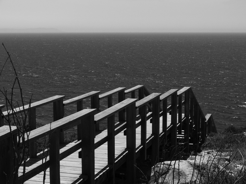 enjoy, water, ocean, view, stairs, scenics - nature, dom, no people, uncertain, shore, idyllic, high angle view, 4K, sky, wild, seashore, tranquility