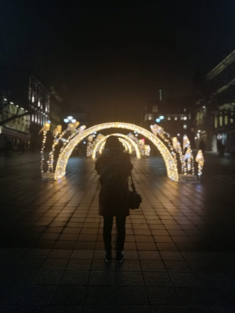 girl, street, 4K, blurred motion, the way forward, architecture, christmass, standing, city, illuminated, built structure, city life, canada, footpath