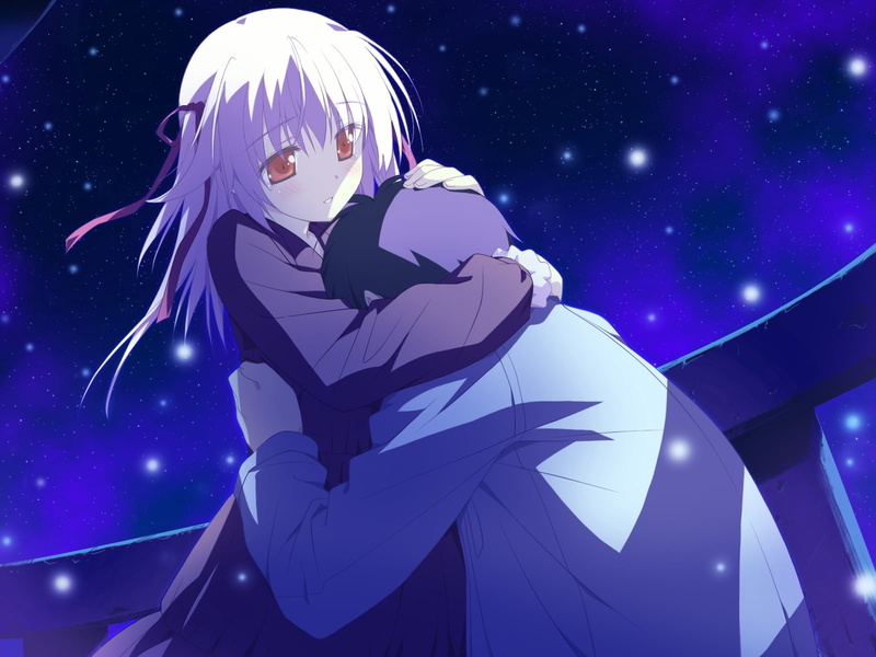 720P, shida kazuhiro, built structure, standing, one person, boy, outdoors, purple, people, nature, computer Graphic, star, fantasy, snow, sky, astrology