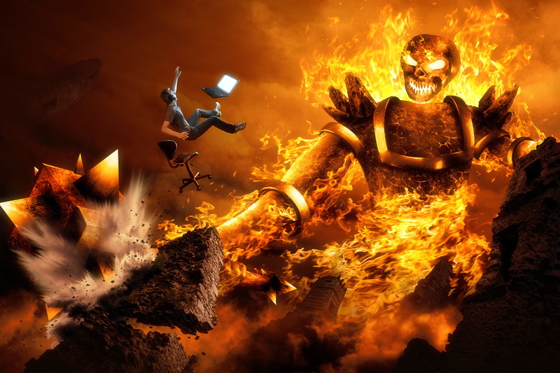 1080P, skull, fire, Game Over