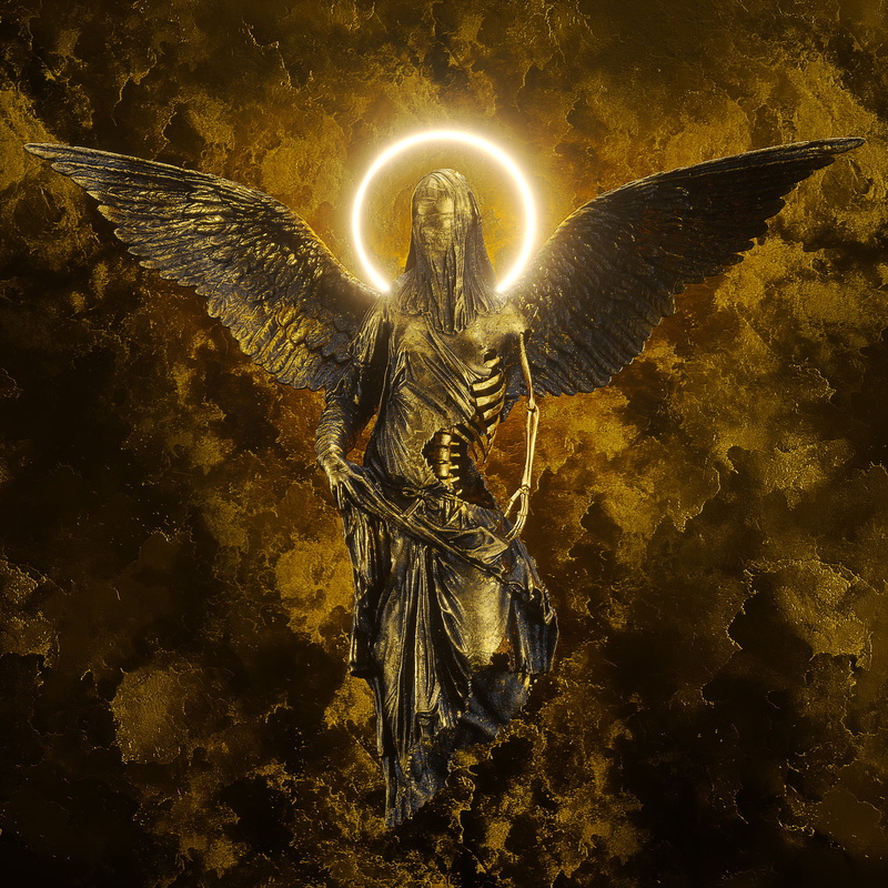 skull, 3D, artwork, billelis, 1080P, digital, gold, cult