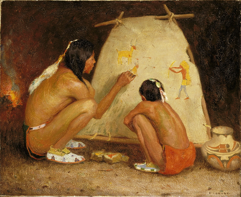 Eanger Irving Couse, 4K, Indian Painter, mother and son