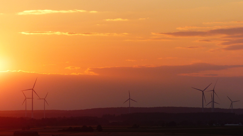 Wind Power, pinwheel, sky, environmental Conservation, sunlight, dusk, environmental technology, glow, industry, current, wind Turbine, silhouette, 4K