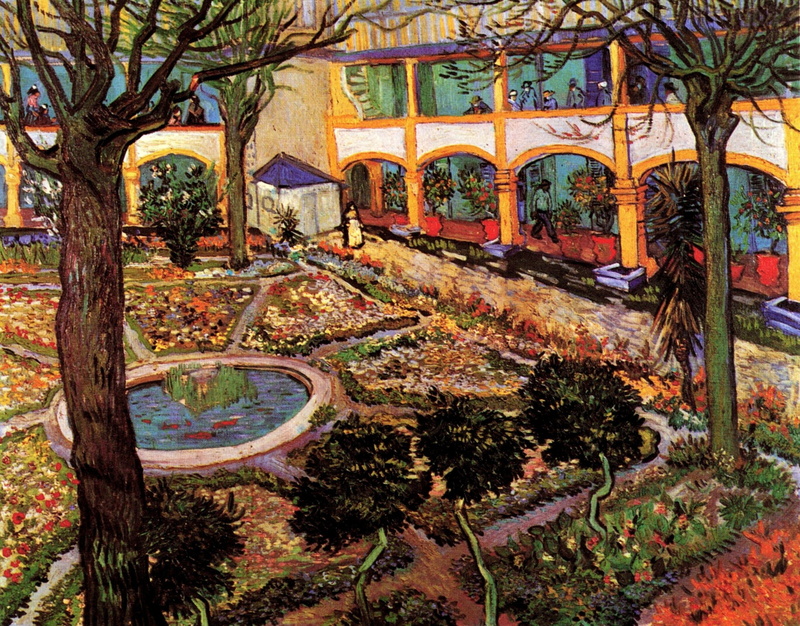 of the Hospital at Arles, Vincent van Gogh, 2K, The Courtyard