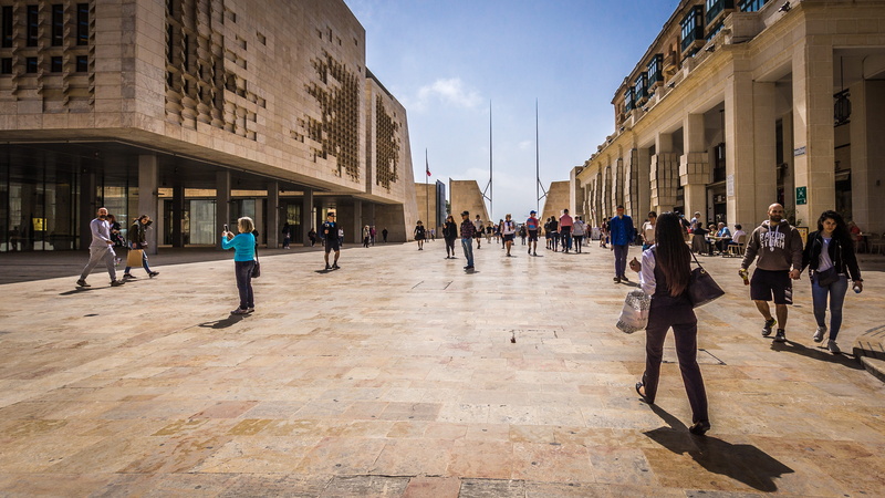 women, building exterior, travel destinations, nature, malta, shopping, day, tourism, valletta, crowd, 4K, city, real people, lifestyles, large group of people