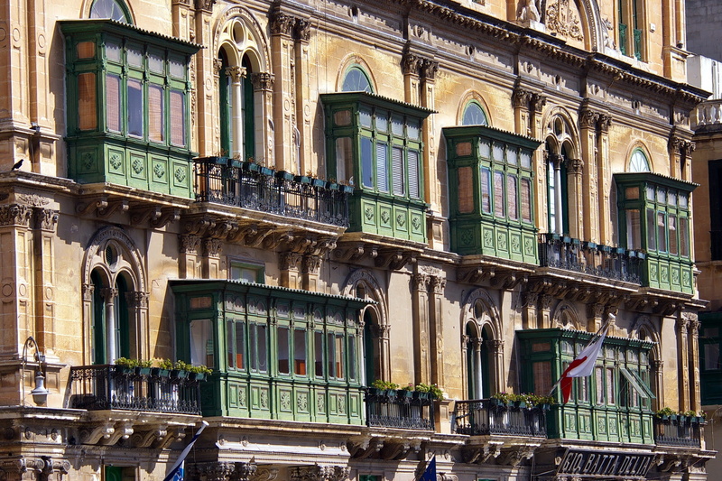 city, yellow, architecture, travel destinations, valletta, facade, low angle view, building, window, built structure, balcony, malta, 1080P, history, old