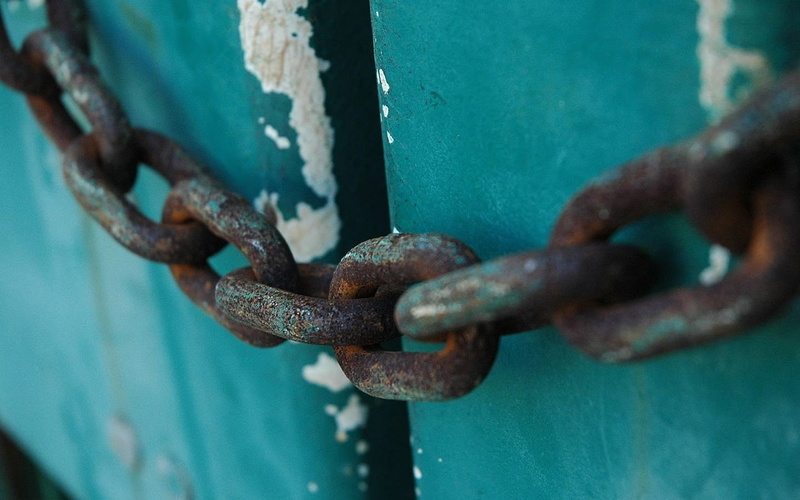 chains, rust, painting, metal, 720P, wood, macro, blue