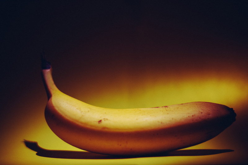 close-up, ripe, banana peel, healthy Eating, tropical fruit, studio shot, Banana, two objects, dark, creativity, copy space, yellow, no People, still life