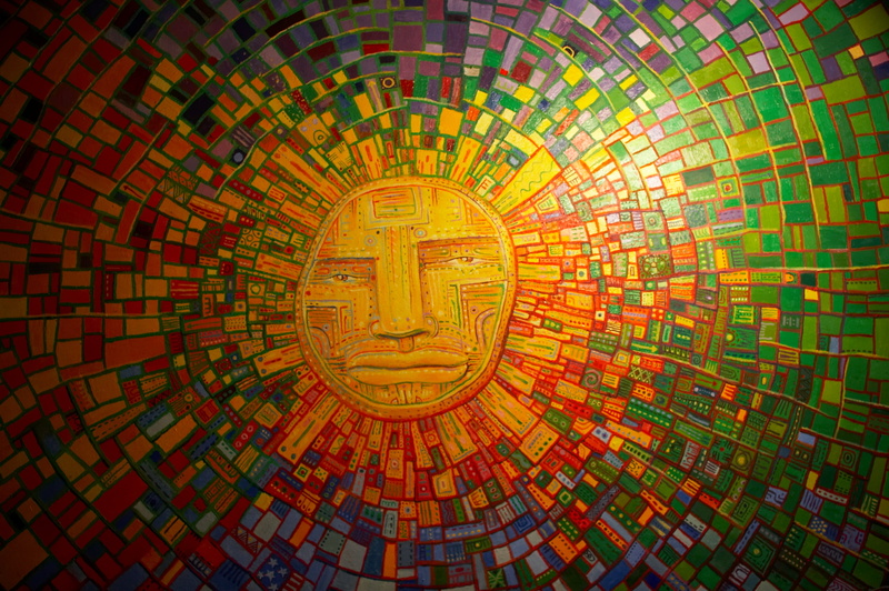 artwork, colorful, DeviantArt, Sun, mosaic, 2K, drawing, face