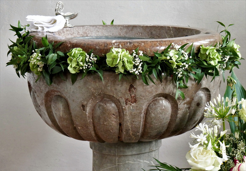 flowering plant, catholic, vulnerability, baptism, christian, christianity, baptismal font, arrangement, vase, potted plant, protestant, nature, close-up