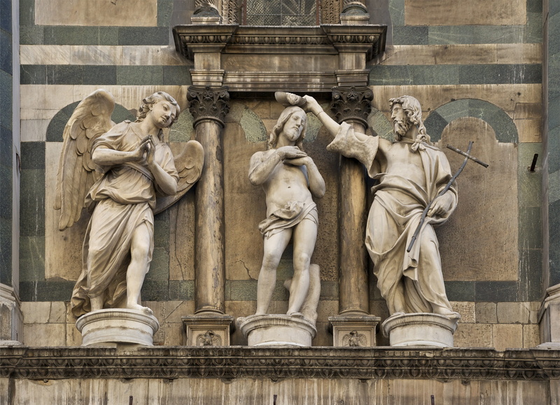 baptism, craft, human representation, florence, outdoors, day, history, creativity, angel, built structure, italy, the past, sculpture, christ, architecture