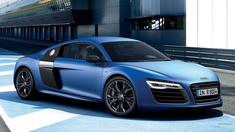 architecture, luxury, mode of transportation, Audi R8, transportation, car, Audi, stationary, land vehicle, reflection, blue, outdoors, 1080P, building exterior