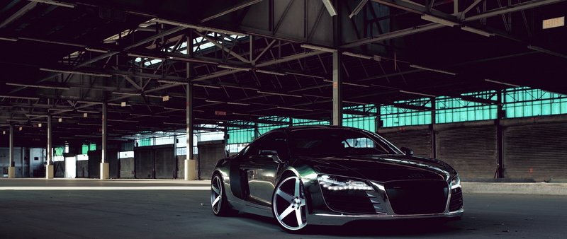 Audi R8, roof, motor vehicle, car, garage, ceiling, parking garage, parking lot, industry, one person, stationary, city, indoors, tuning, 2K, architecture