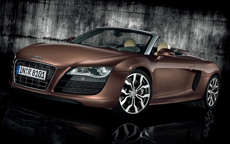 coupe, R8 Spyder 5.2 FSI Quattro, Audi, 1080P, gold, convertible, Roadster