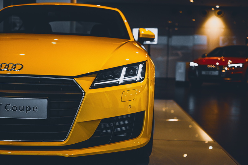 yellow, mode of Transport, traffic, headlight, city, western script, land Vehicle, wheel, architecture, motor Vehicle, new, car, speed, audi tt, modern