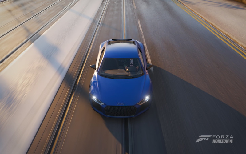 Forza Games, winter, Audi Prologue, Edinburgh, Forza Horizon, 720P, Forza Horizon 4, Audi R8 V10 Plus, Gamer, car, games art