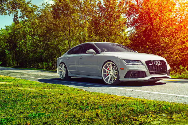grass, tree, Sun, VFS1, Sport, outdoors, RS7, green color, change, Day, gray, autumn, mode of transportation, road, Audi, motor vehicle, nature, sunlight