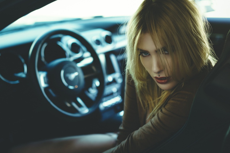 piercing, transportation, looking, beauty, wheel, motor vehicle, 1080P, car, red lipstick, blond hair, young adult, depth of field, one person, mode of transportation