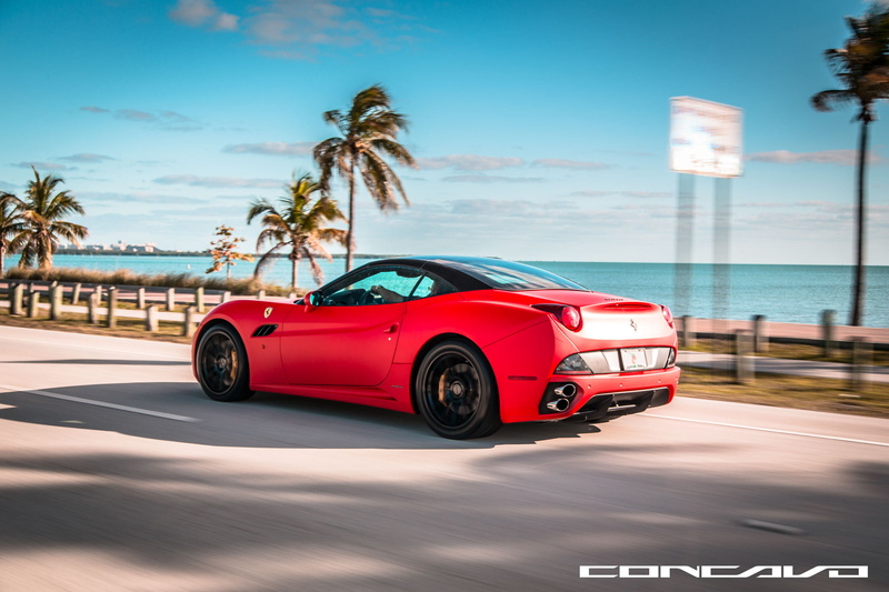 mode of transportation, Concave, speed, Ferrari, transportation, motion, sunlight, 1080P, cloud - sky, machine, tree, palm tree, road, Matte Red, auto