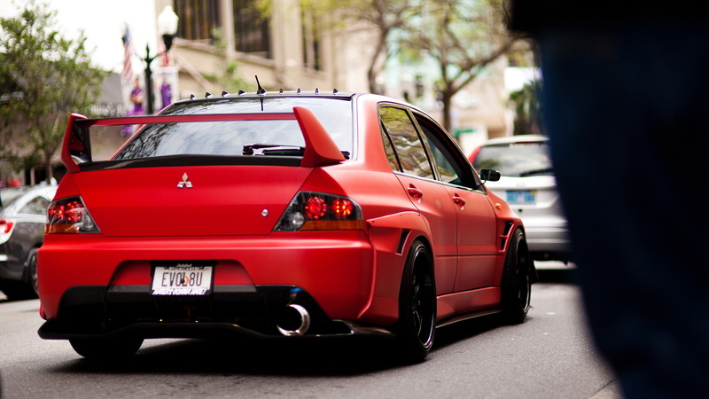 red, tuning, 1080P, evo, mitsubishi, matte