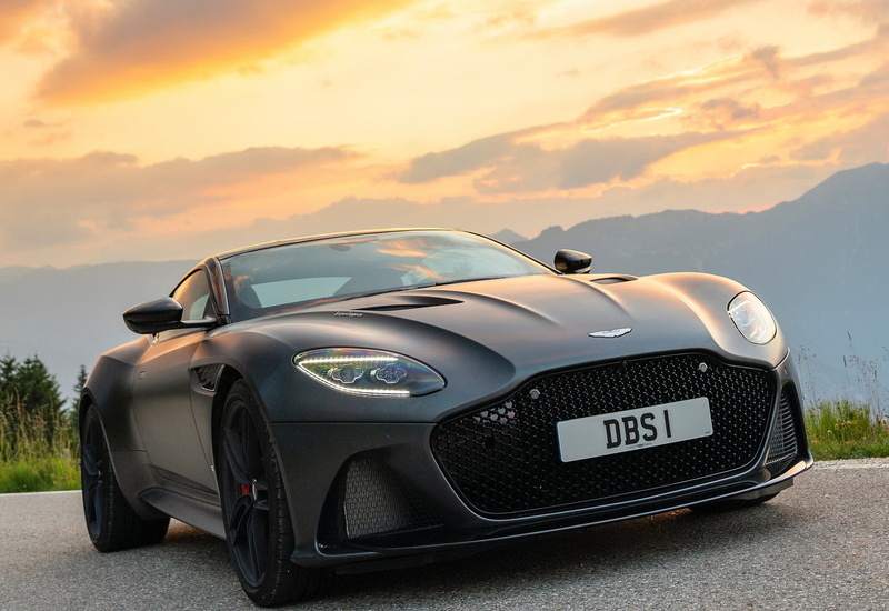 (2019), superleggera, sky, aston, martin, dbs, beauty in nature, grey, orange color, mountain, stationary, mode of transportation, 720P, no people, sunset