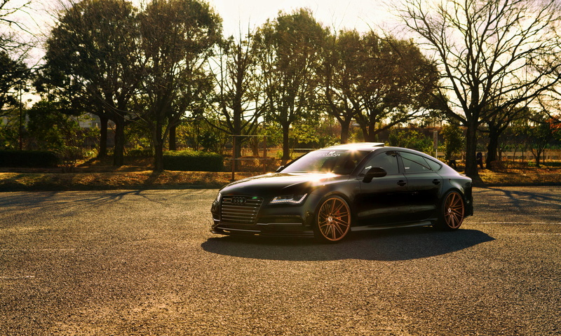 outdoors, day, car, transportation, mode of transportation, black, plant, frontside, sunlight, 1080P, Audi, land, road, travel, wheel, sedan, luxury, street
