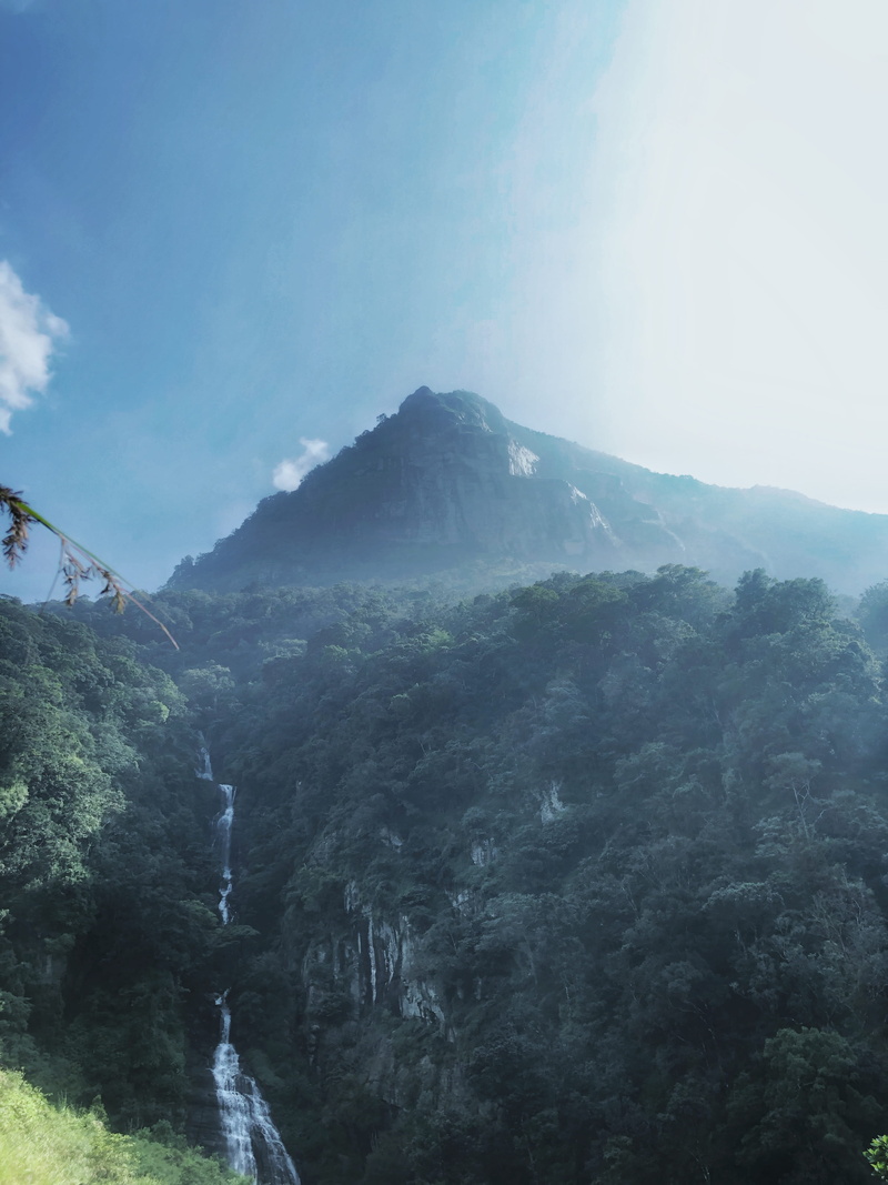 sky, plant, nuwara eliya, idyllic, non-urban scene, nature, land, waterfall, no people, slope, tranquility, remote, beauty in nature, peak, rock, srilanka