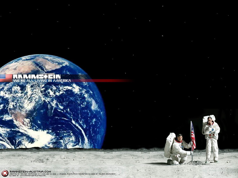 Band (Music), 720P, Earth, Rammstein, Moon, two, astronauts