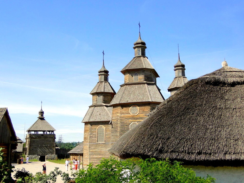 reconstruction, Khortytsya, the Church of the Intercession of the blessed virgin Mary, Ukraine, island, Zaporizhia, historical and cultural complex Zaporizhzhya Sich