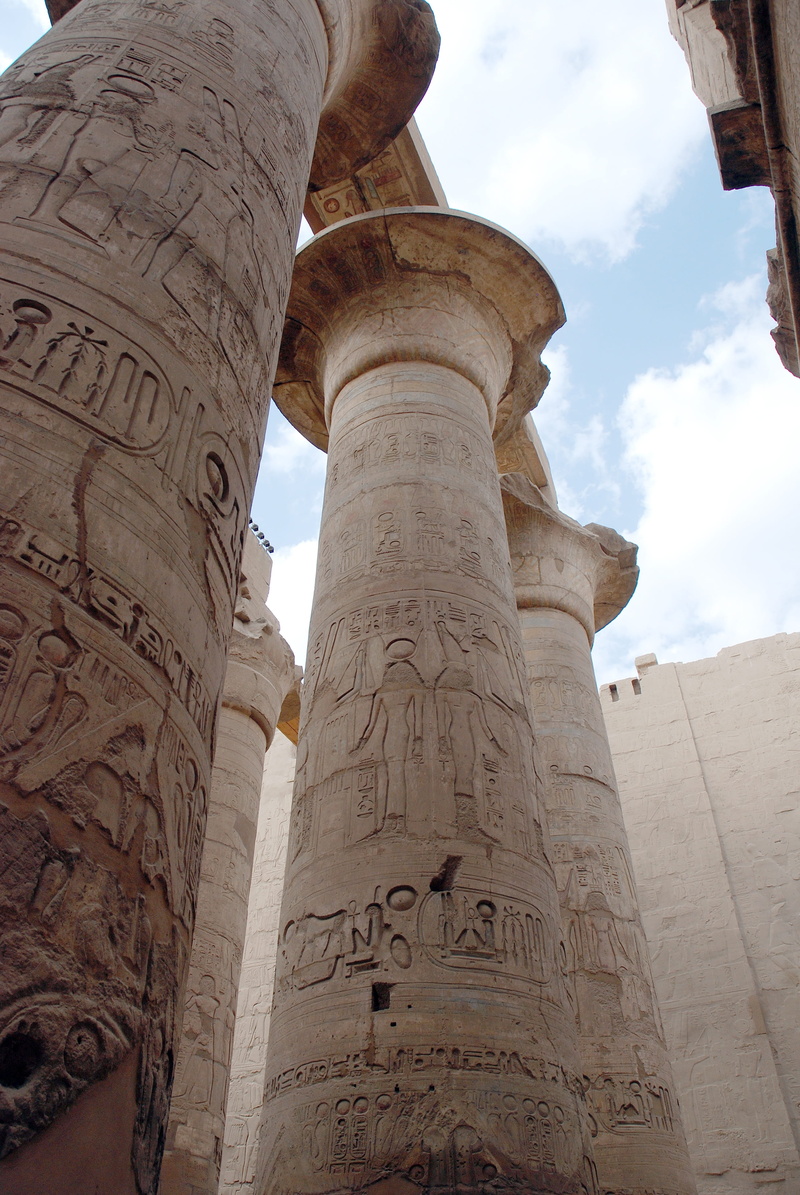 building exterior, columns, historical, history, built structure, Luxor, sculpture, carving, the past, tourism, Egypt, the stones, summer, archaeology