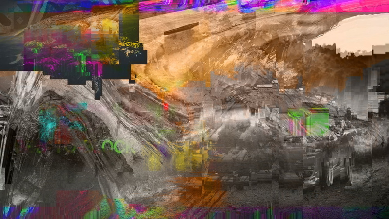building, day, flowing, no people, glitch art, digital composite, flowing water, nature, architecture, 1080P, water, LSD, paint, graffiti, building exterior