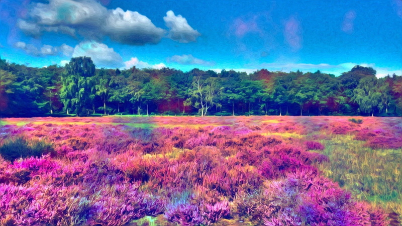 trees, colorful, glitch art, LSD, landscape, grass, digital art, 1080P