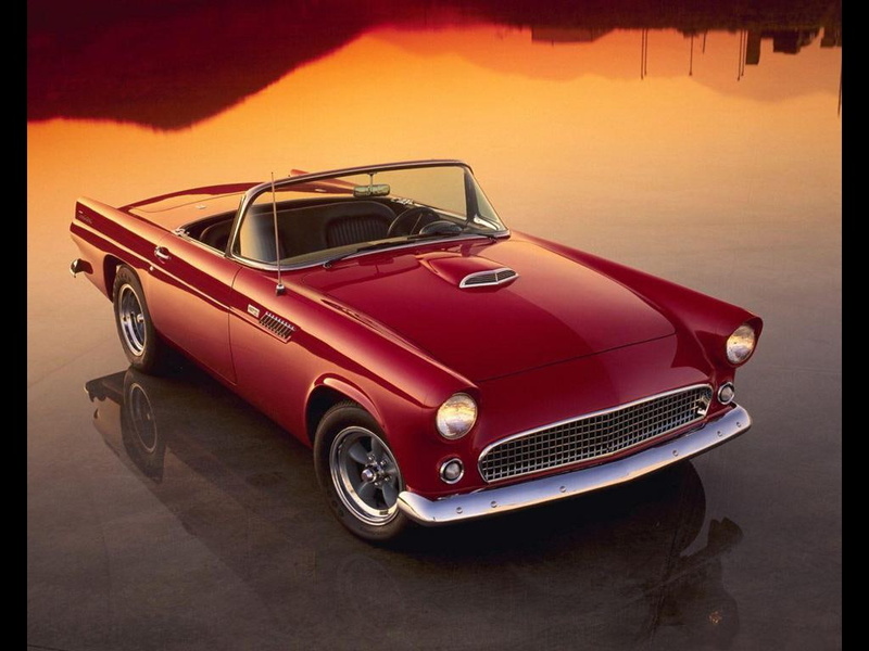 red, Thunderbird, tbird, hd, cars, Ford, art, 480P, car