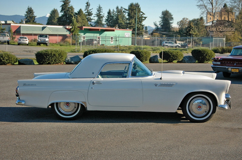 white, vintage, 1955, usa, 1080P, convertible, old, retro, thunderbird, ford, classic