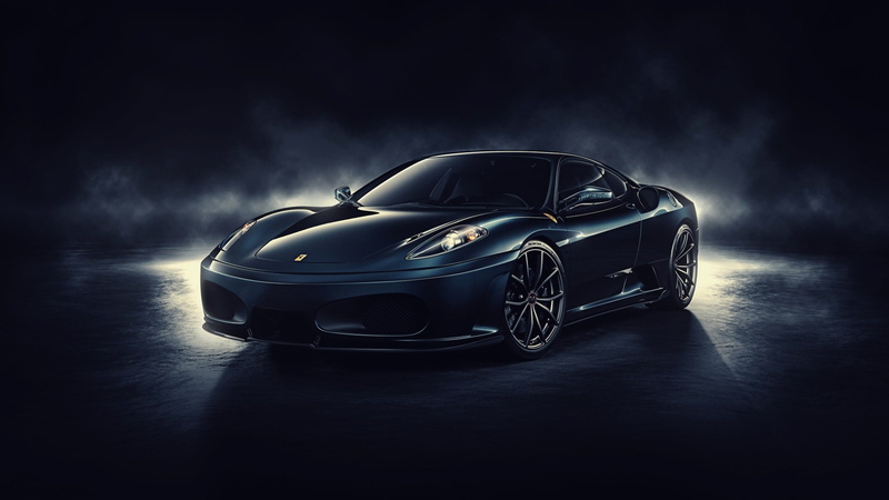 sports car, shiny, motor vehicle, 1080P, car, smoke - physical structure, Ferrari, land vehicle, retro styled, dark, wheel, travel, Ferrari 430, F430