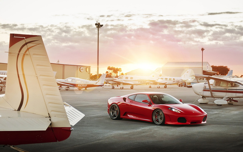 red, airplanes, f, 2K, f430, hd, cars, ferrari, planes, coupe, sunlight