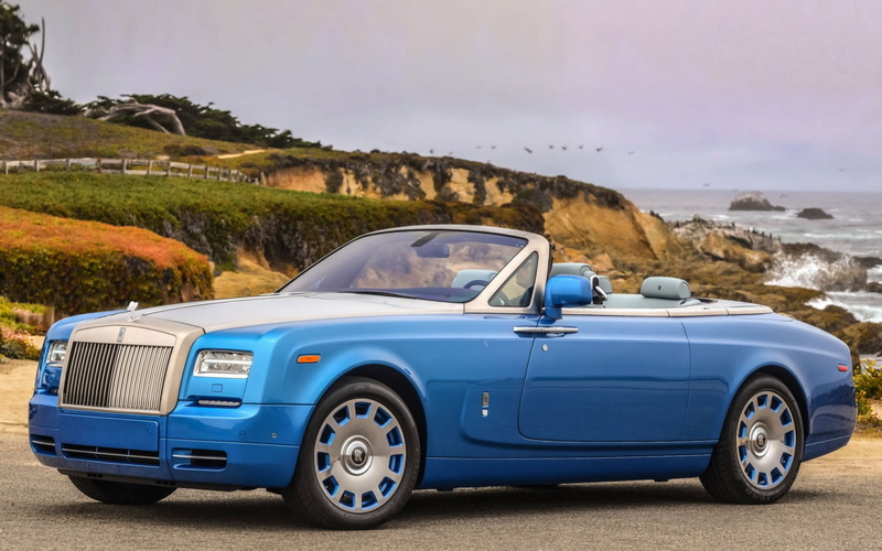 vintage car, travel Destinations, no People, outdoors, sky, road, 2014, water, day, rolls-royce, vacations, transportation, modern, nature, retro styled
